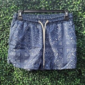 Boohoo Mens Blue Paisley Swim Trunks